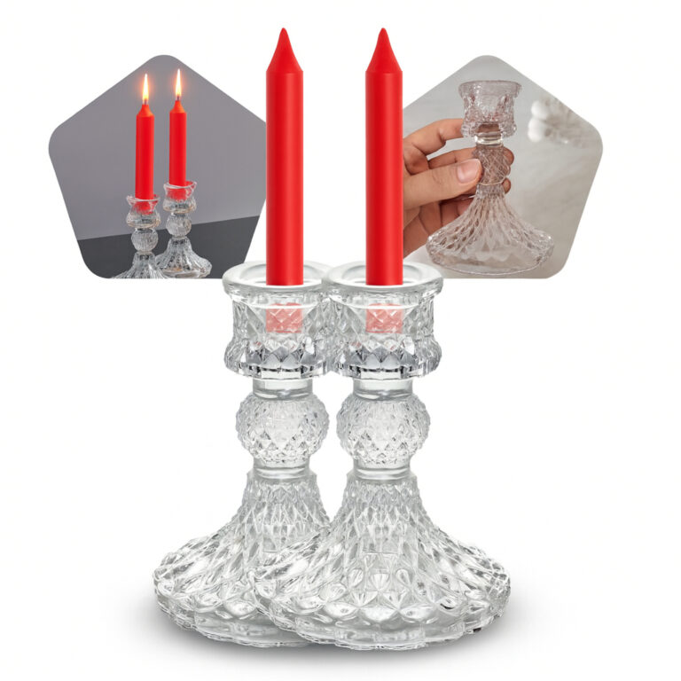 Kit 2 Porta Castiçal De Vidro Porta Velas Enfeite