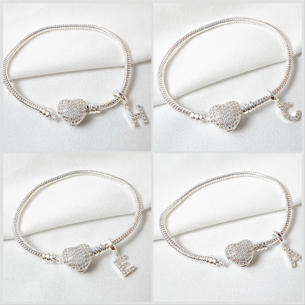 Berloque de letra de prata 925  com a pulseira