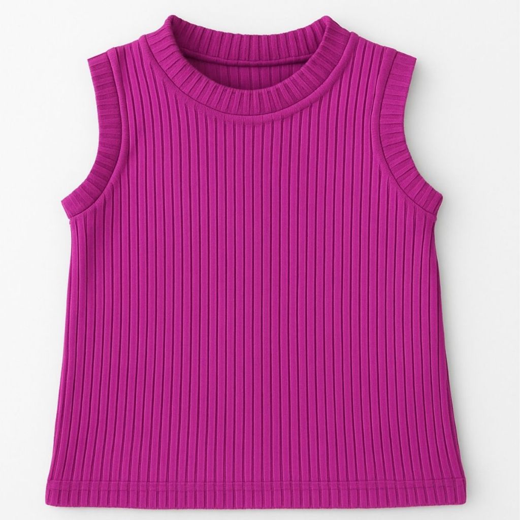 Blusa Infantil Menina Sem Manga Regatinha Canelada Feminina