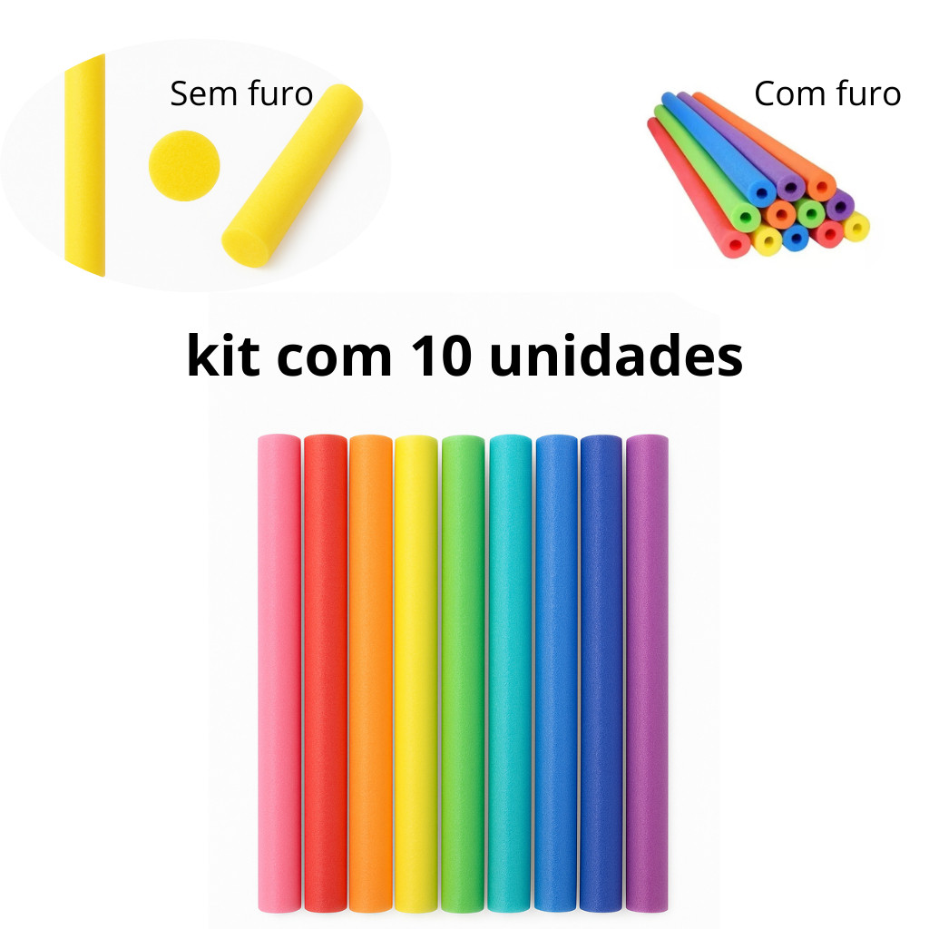 Kit 10 Un Boia Espaguete Macarrão Flutuador Piscina Natação Sem Furo Com Furo