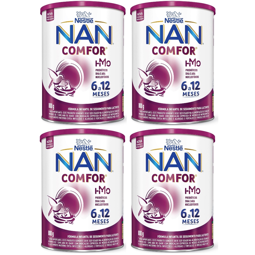 Kit 4 Latas NAN Comfor 800gr 6 à 12 meses (ROXO)