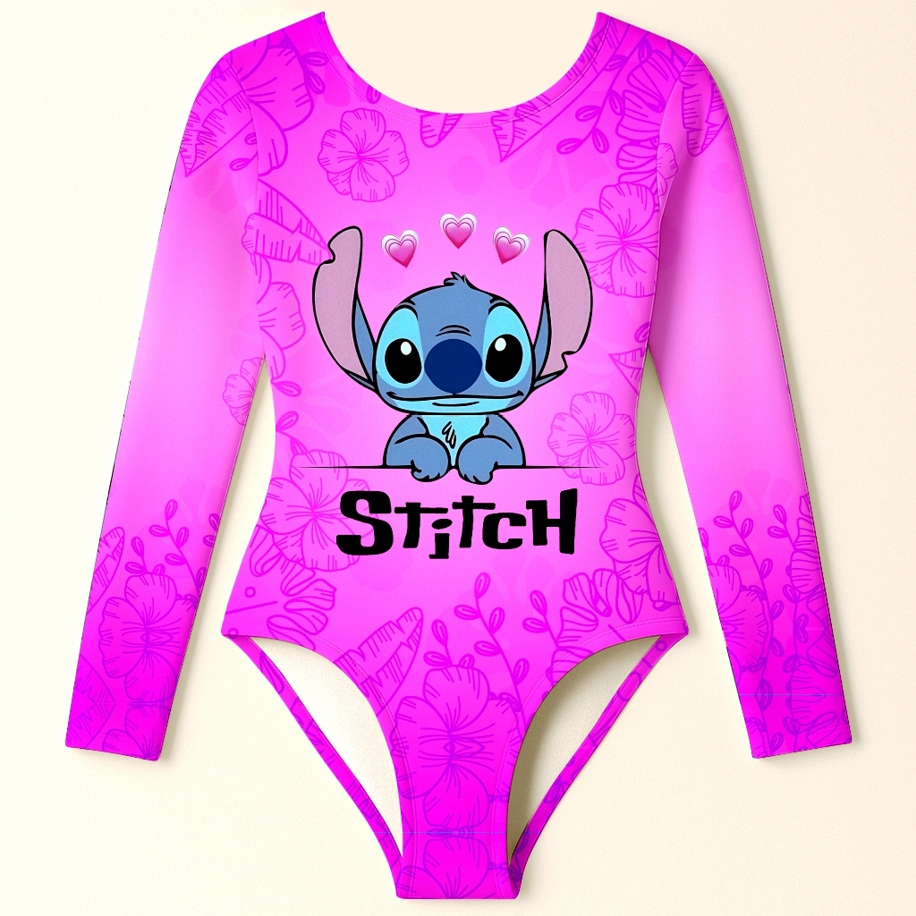 Maiô Infantil Menina Juvenil Manga Longa Proteção Solar UV50+ Roupa de Praia Banho Natação Estampado