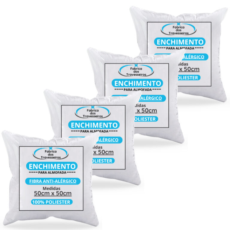 Kit 4 Enchimentos Refil Almofada 50×50 Fibra 