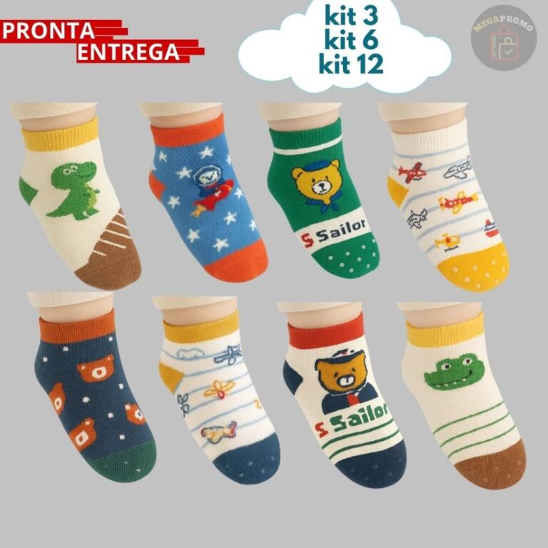 Meia Infantil Menino Kit 12 Pares