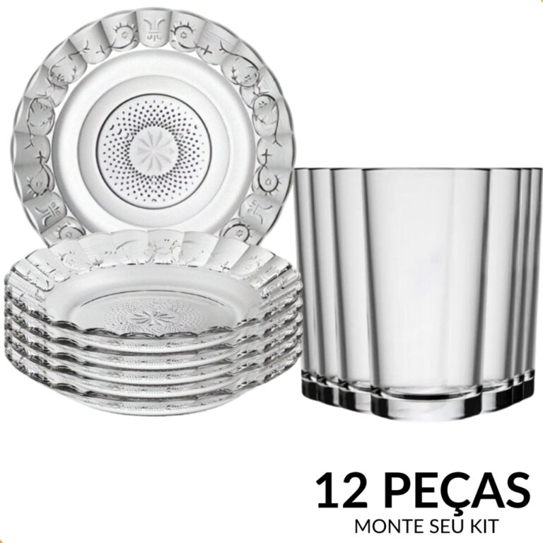 Jogo De Pratos Fundos E Copos 12 Peças Aparelho D