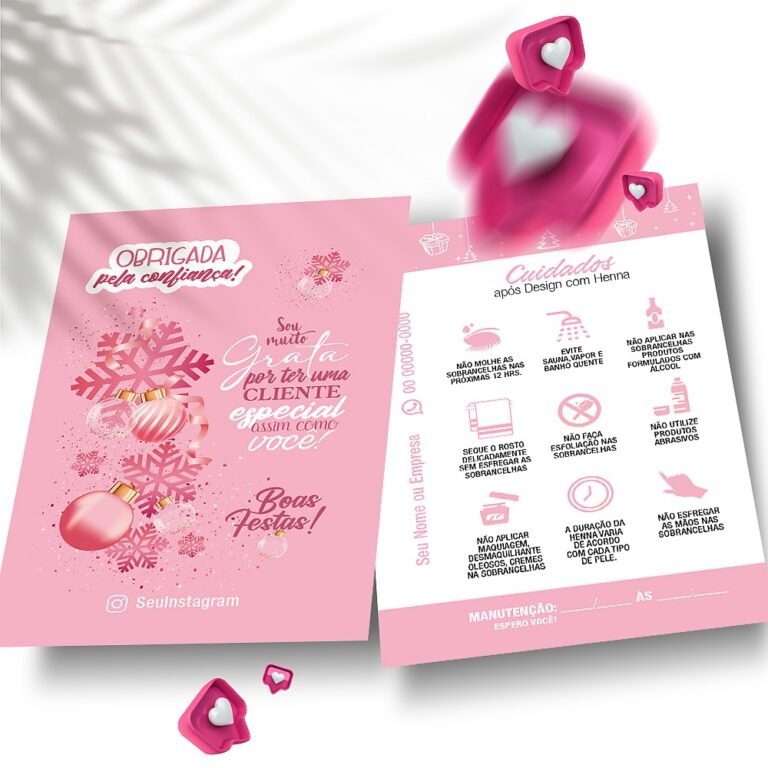 50 Cartões de Natal Rosa  para Clientes