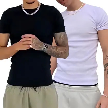 Camiseta Masculina Básica Canelada Slim Fit Confo