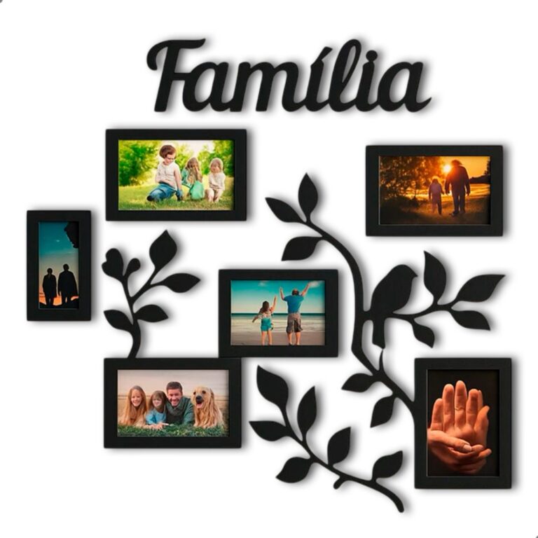 Painel Porta-Retrato de Parede Família MDF com 6 