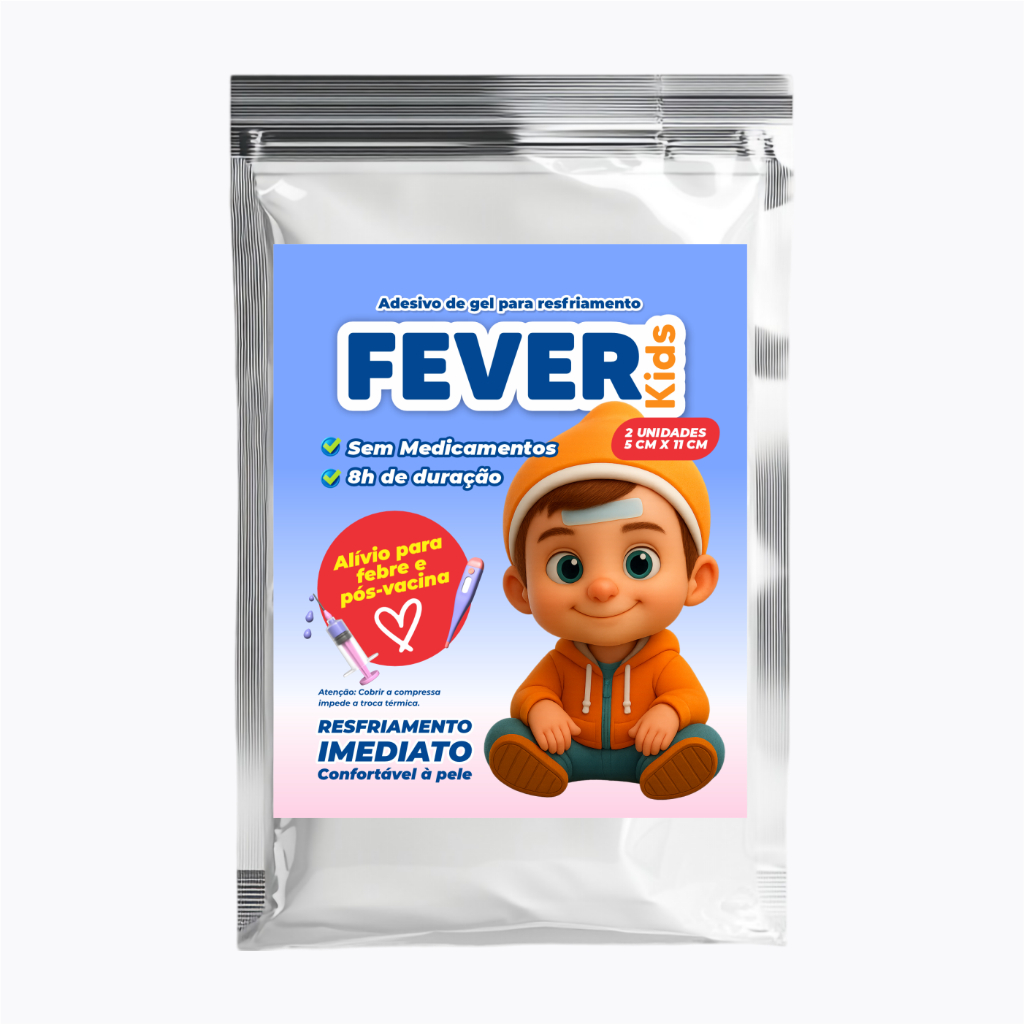 Fever Kids Adesivo Refrescante Infantil Febre e Pós-Vacina  2 Unidades 5x11cm Sem Medicamentos