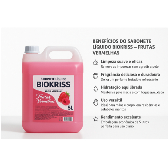 SABONETE LIQ BIO KRISS 5L PEROLIZADO FRUTAS VERMEL