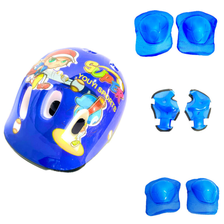 Kit Capacete Infantil + Joelheira E Cotoveleira Az