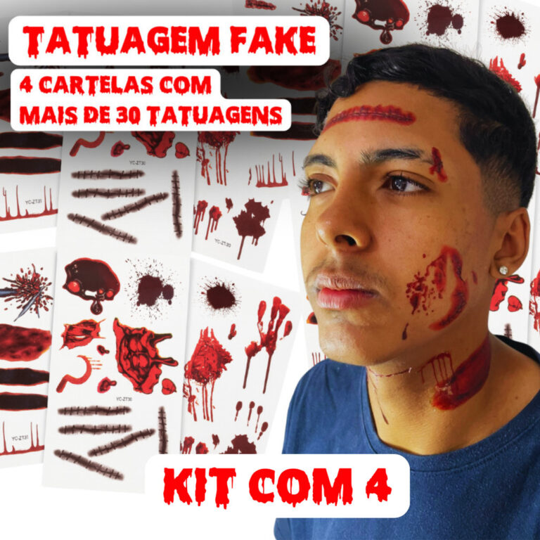Kit 3 Cartelas Tatuagem Temporária Halloween Mach