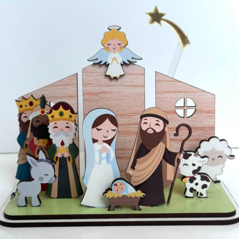 Kit Presépio MDF Natal 10CM Decoração Natal Enf