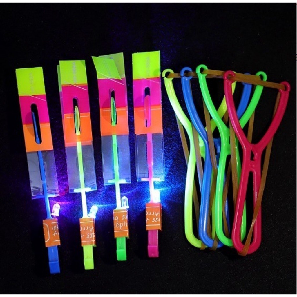Kit 6- 30 Avatar Voador De Led Com Estilingue Foguete Helicóptero Brinquedo de Criança