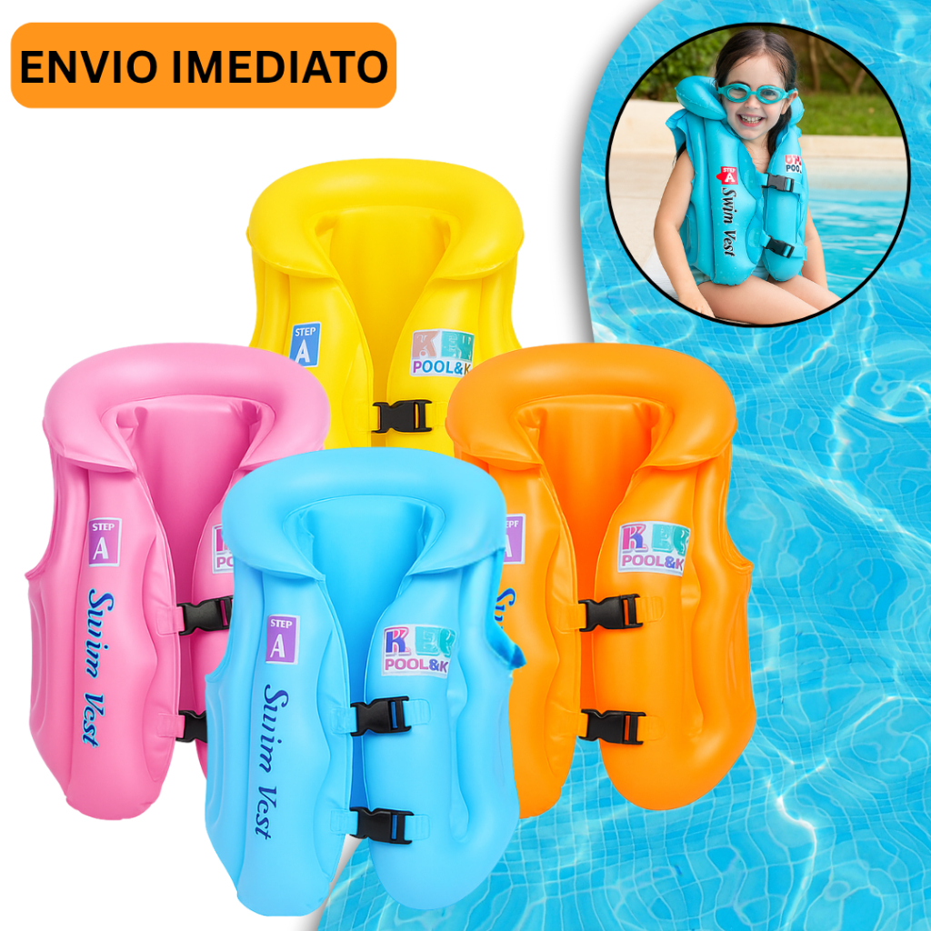 Boia Colete Inflável Infantil para Criança | Salva-Vidas para Piscina e Praia | Flutuador Verão | 10