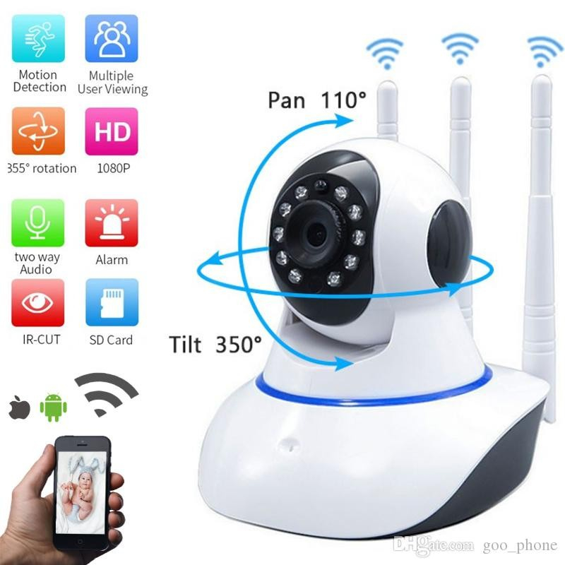 câmera iP robô 3 antenas wifi visão noturna full HD 360. microfone áudio babá eletrônica robozinho s