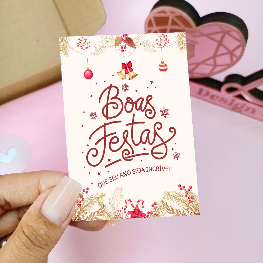 Até 200 folhetos de agradecimento Vários Modelos 7x10cm Feliz Natal Boas Festas – pronta entrega