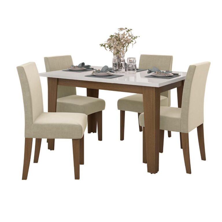 Conjunto de Mesa Sala de Jantar Miami com 4 Cadeir