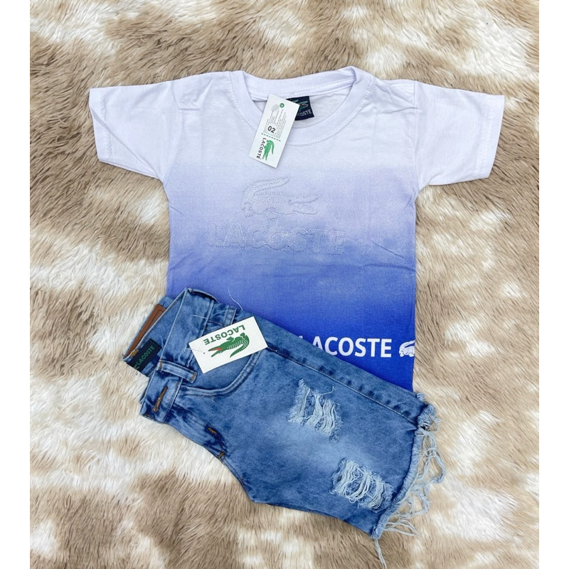 Conjunto Degrade Camiseta Com Short Jeans Menino Infantil LD..