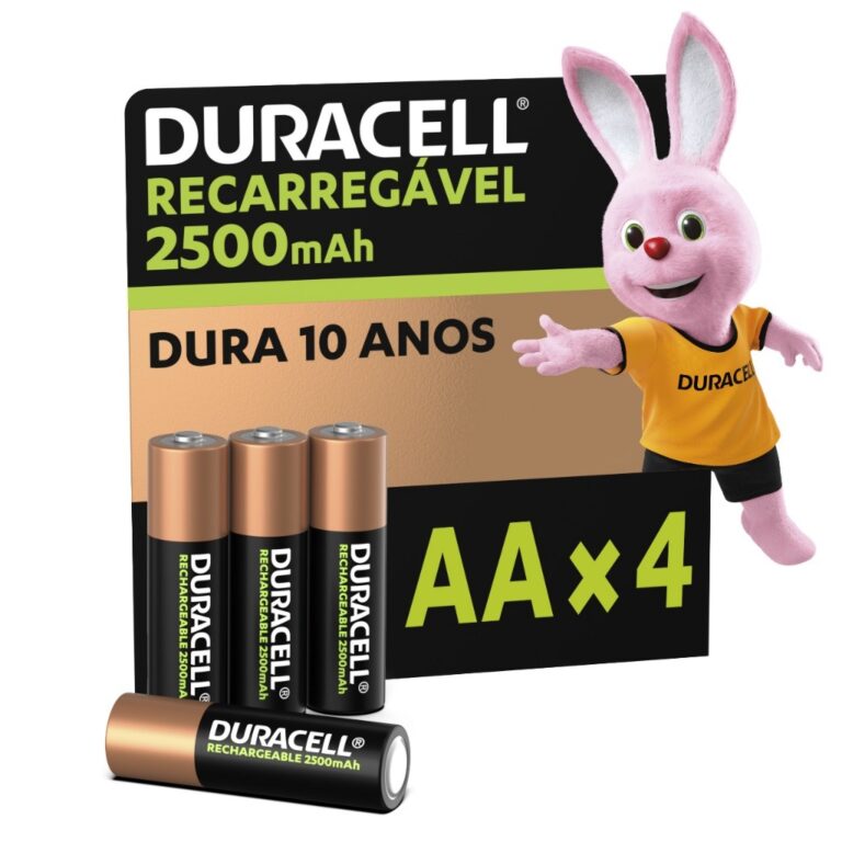 Pilha Recarregável AA Pequena Duracell Com 4 Unid