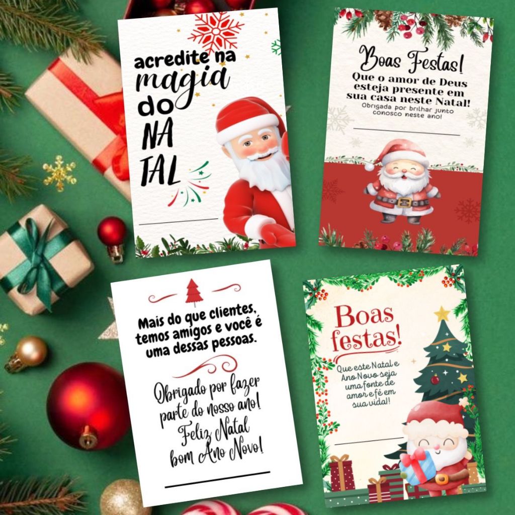 120 Cartões de Agradecimento ao Cliente Tema Natal