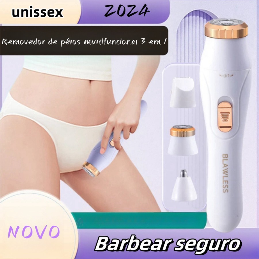 Depiladora 3 em 1 Recarregável – Aparador de Pelos, Design Íntimo e Corporal-M1