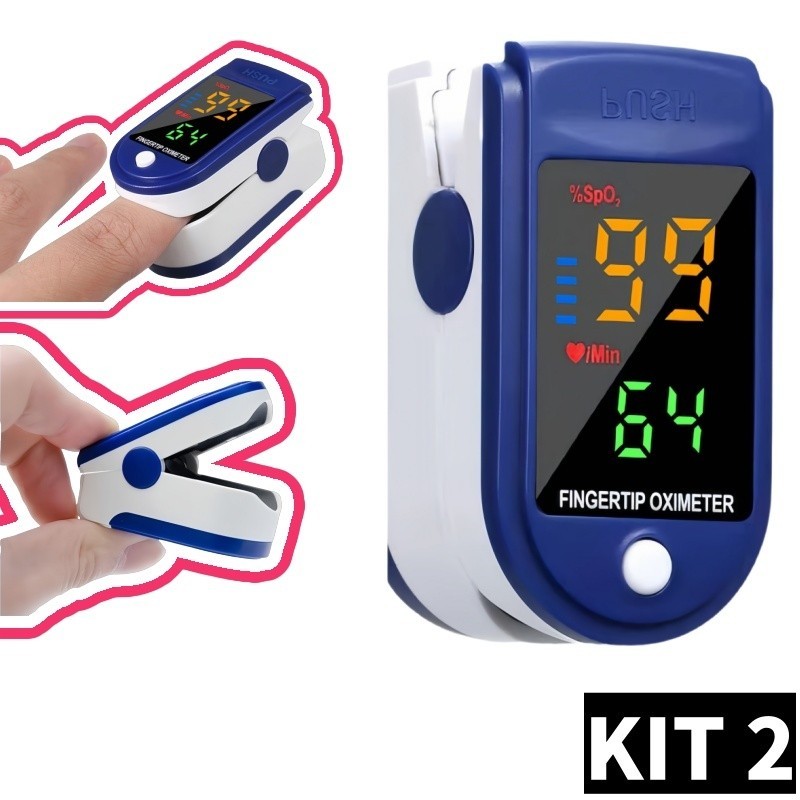 Kit com 2 Unidades | Oxímetro de Dedo Digital + Pulso Medição Instantânea de SpO2 e Frequência Card