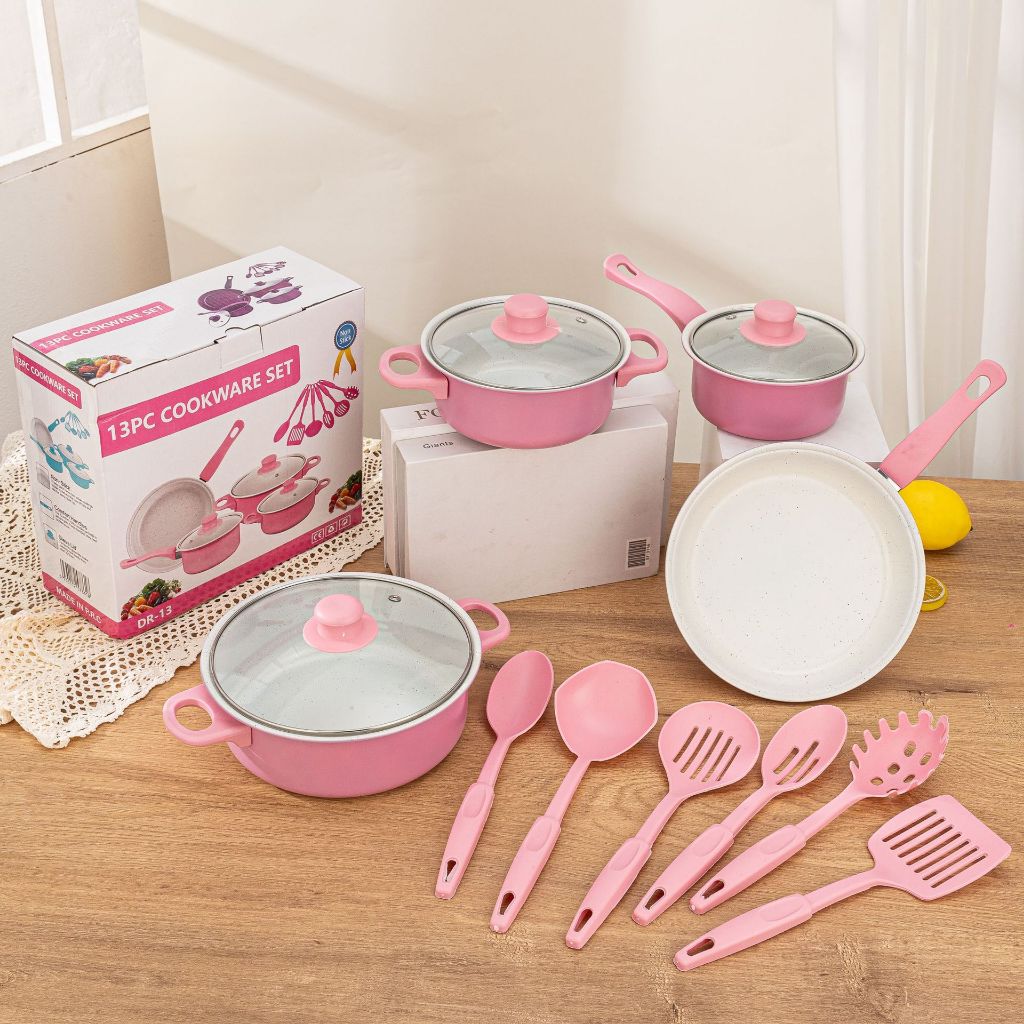Kit De Conjunto De Panelas Antiaderentes 13 Peças De Teflon Definidas Em Várias Cores