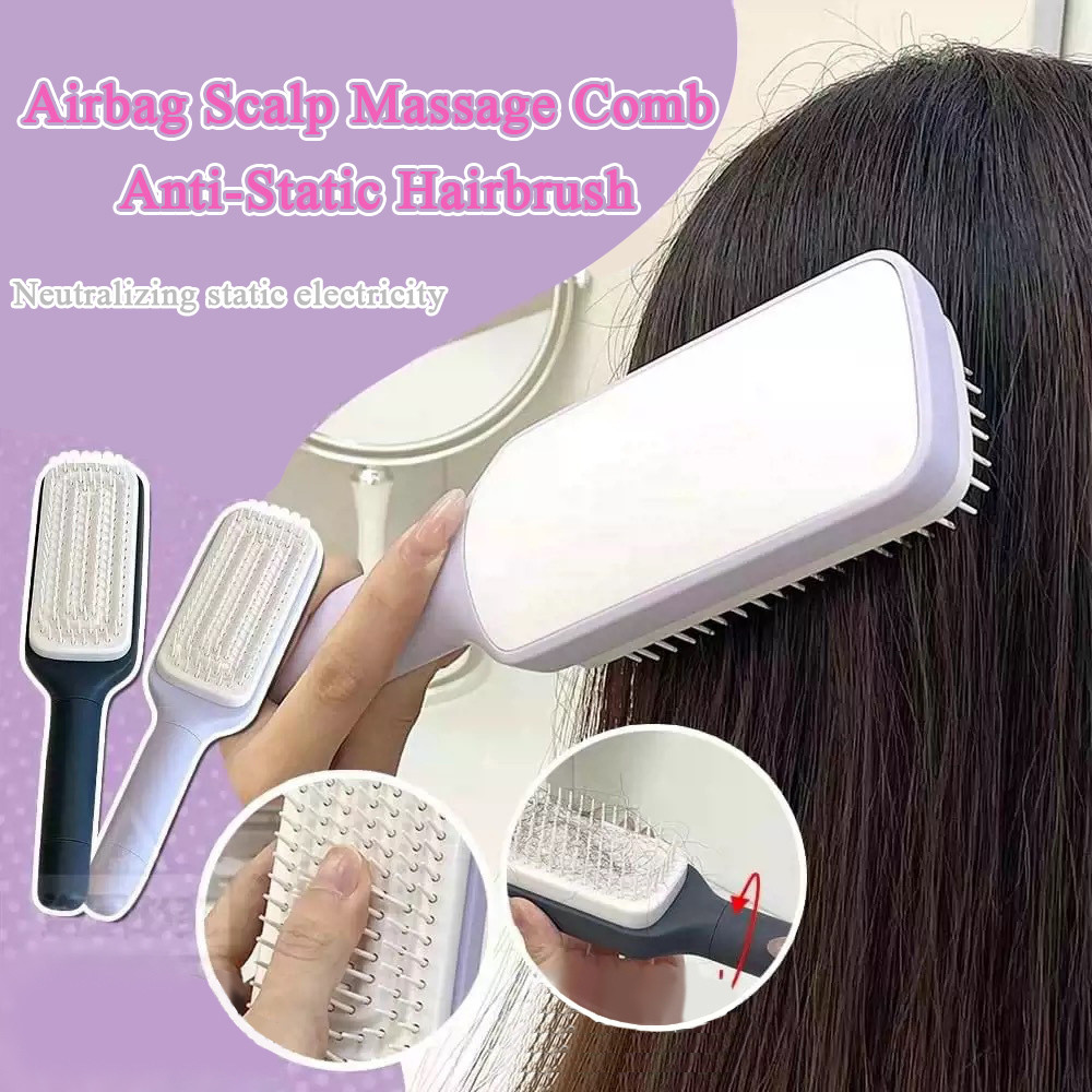 Pente De Almofada De Ar Rotativo Levantamento Massagem Limpeza De Uma Tecla Escova De Cabelo Antiest