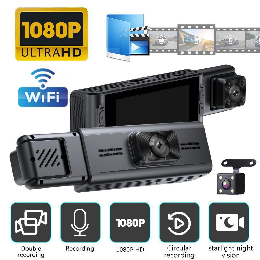 3lens Wi Fi 1080P Gravador De Três Lentes De Alta Definição Ultra Wide Angle Night Vision WiFi Para