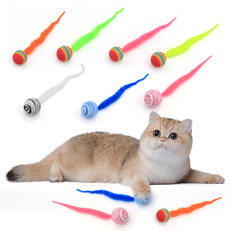 Brinquedos Para Gatos Bola De EVA Com Lagarta Colorida , Resistente À Mordida , Varinha Interativa G