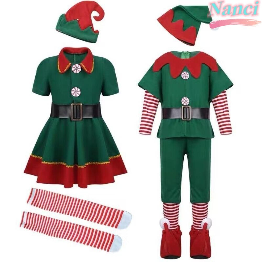 Fantasia De Elfo De Natal NANCI , Roupas Combinando Para A Família Verde 2024 , Vestido Extravagante
