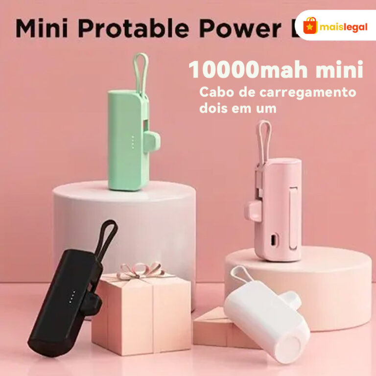 Power Bank Mini Sem Fio 2em1 – 10000mAh, Bat