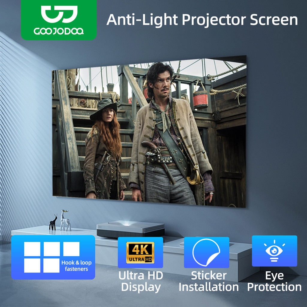 BETTDOW high-contrast anti-glare projection screen, supports 2K/4K, wrinkle-resistant material, eye-