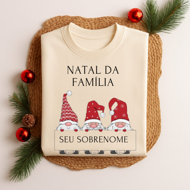 Camiseta 100% Algodão Natal Da Família Personali