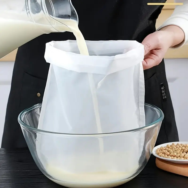 Sacos Filtrantes Nylon Malha 200 Reutilizáveis de Leite, Soja, Iogurte e Chá para Cozinha