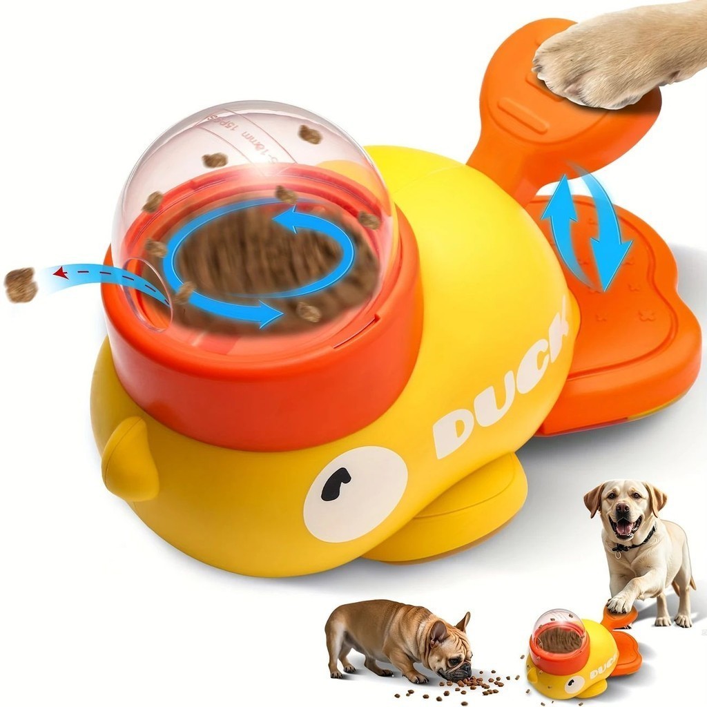 Brinquedo Interativo Pato Dispensador de Ração | Alimentador Tigela Lenta Divertida Para Cães e Gato
