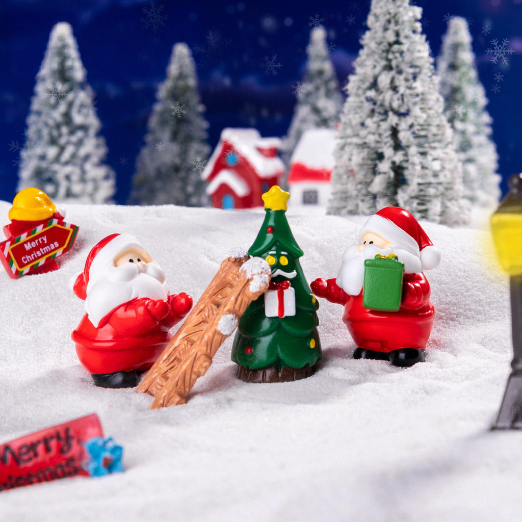 Estatuetas De Natal Em Miniatura Papai Noel Boneco De Neve Micro Paisagem Ornamentos DIY Decoração P