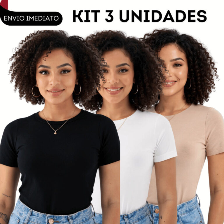 kit 3 Blusa Manga Curta Blusa Feminina de Compress