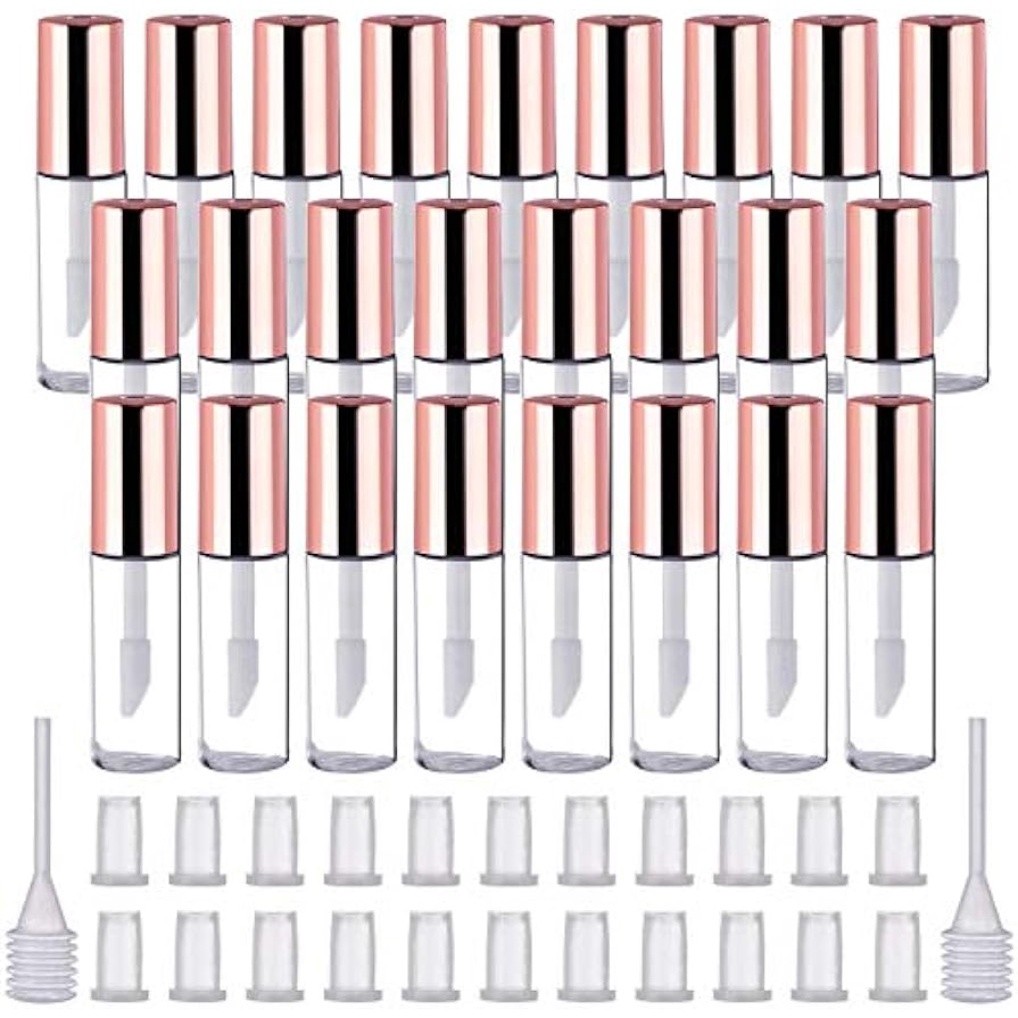 100 Pack Empty Lip Gloss Tubes Containers Clear Mini Refillable Travel Bottles Lip Balm with Rubber