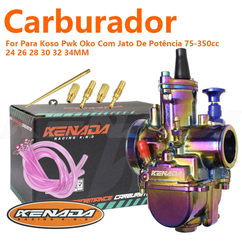 KENADA RACING Cromado Multicolorido Carburador Para Koso Pwk Com Jato De Potência 75-350cc 24 26 28