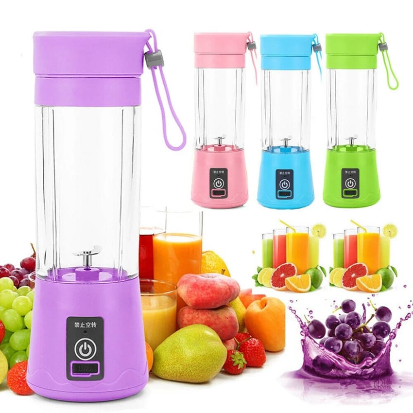 Mini Liquidificador Portátil Shake 6 Laminas inoxidável 380ML Copo de suco + Cabo USB Envio Imediato