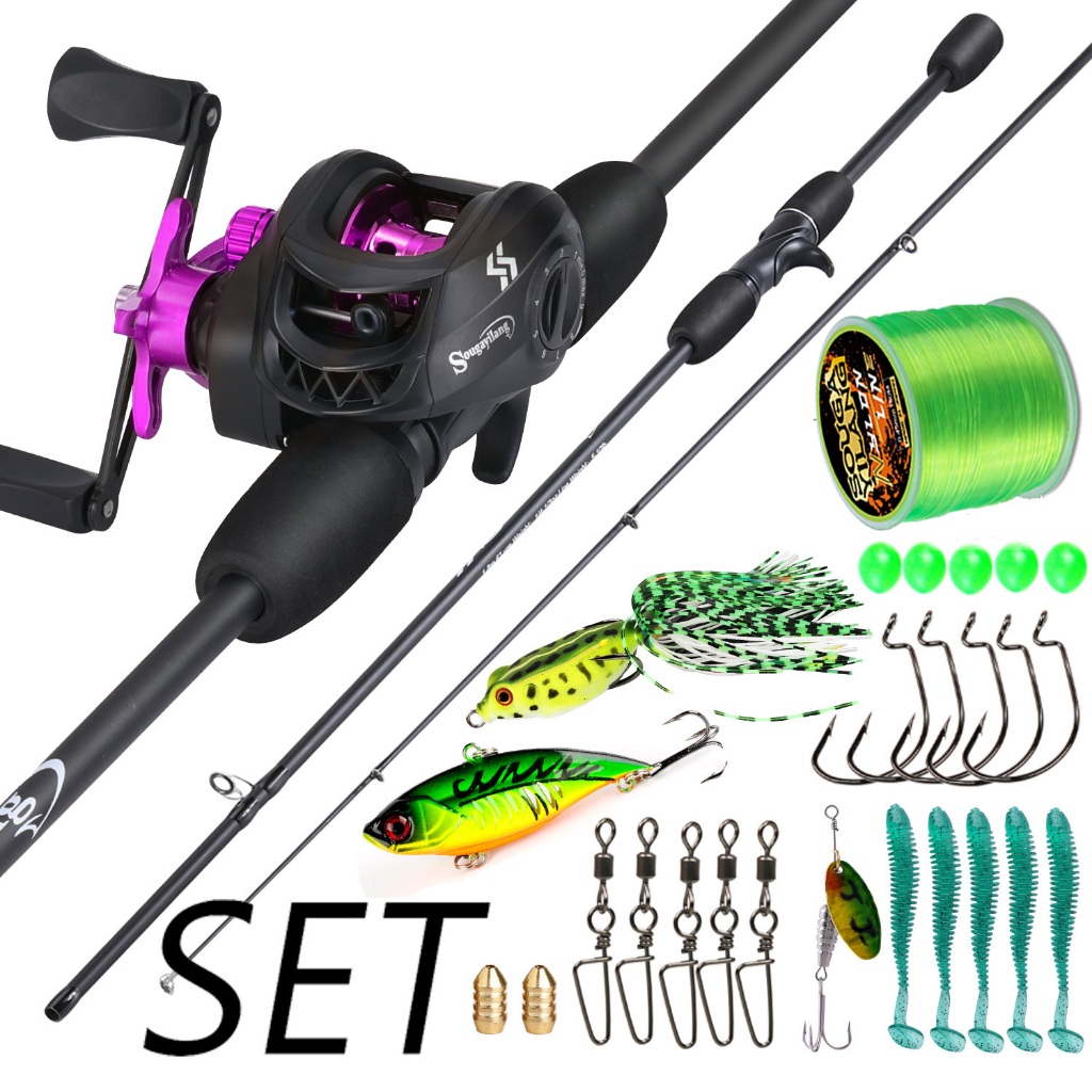Sougayilang Conjunto De Vara De Pesca 1.8m UL De Fibra De Carbono Com Carretel De Metal De 4 Cores 7