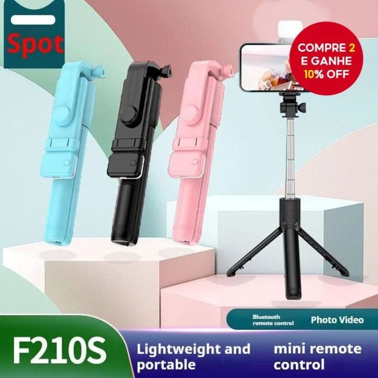 Bastão Pau de selfie Tripé Retrátil Com Luz LED