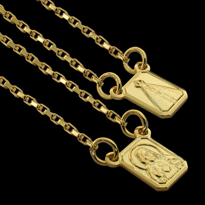 Escapulario P 100% em Moeda Antiga sagrado coração Cor De Ouro