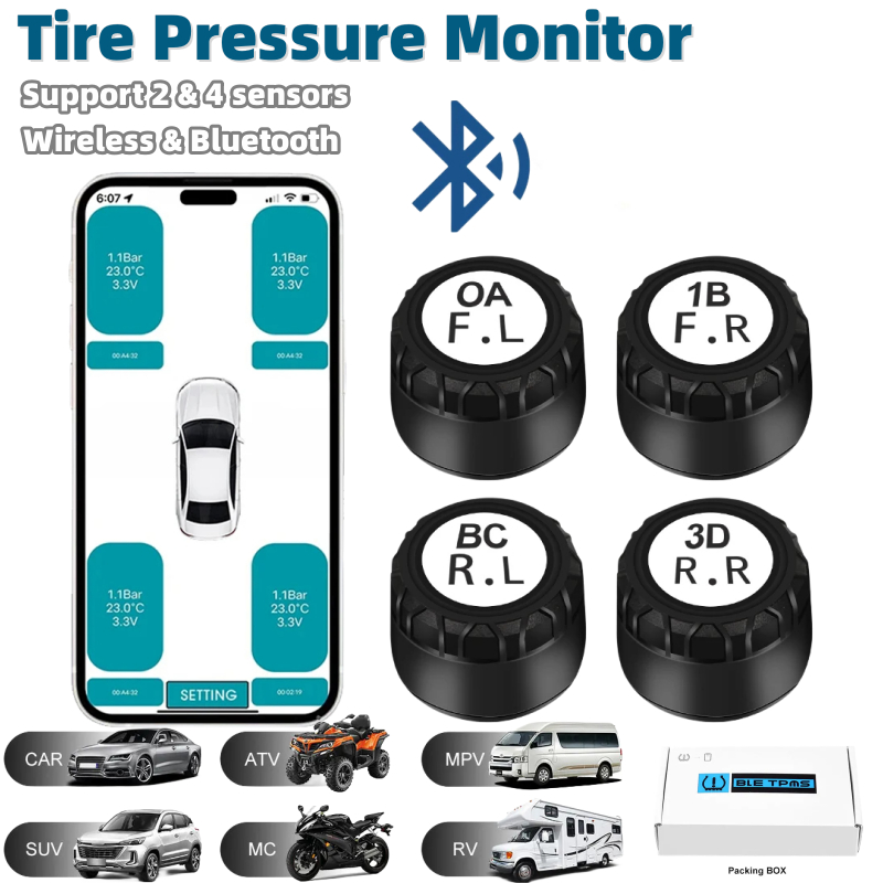 Sensores De Pressão Dos Pneus TPMS Para Motocicleta Carro Caminhão Sistema De Monitoramento Compatív