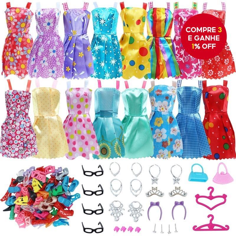 42pc s Set Boneca Acessórios Sapatos Sacos Dres ses Brinquedos Roupas Casa
