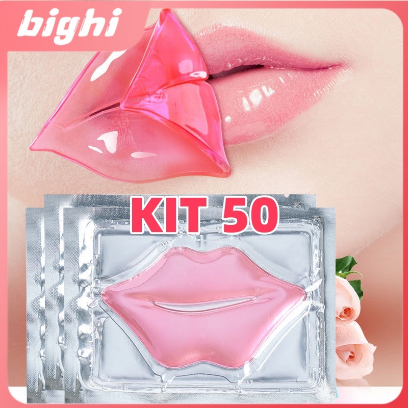 10/20/30/40/50 Pcs Máscara Labial de Colágeno com Cristal Hidratante – Hidratação Profunda
