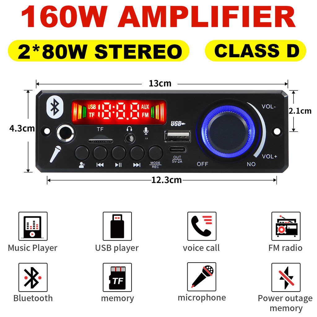 [Shopee Choice] Amplificador 160W Bluetooth 5.0 Placa MP3 Leitor De Áudio 12V Com Módulo De Rádio FM