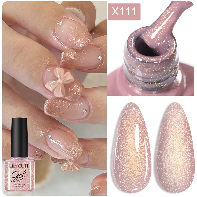LILYCUTE Unha Gel Polonês Glitter Cor Nail Art Manicure Soak Off LED UV Vernizes Para Unhas 7ML